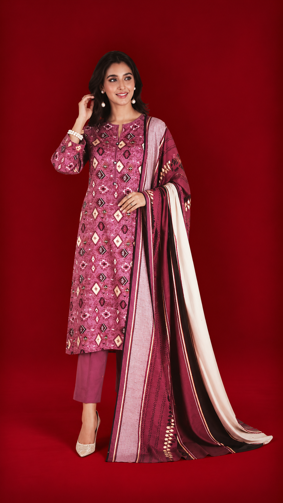 Nishat 3 Piece Unstitched Linen- Printed Suit