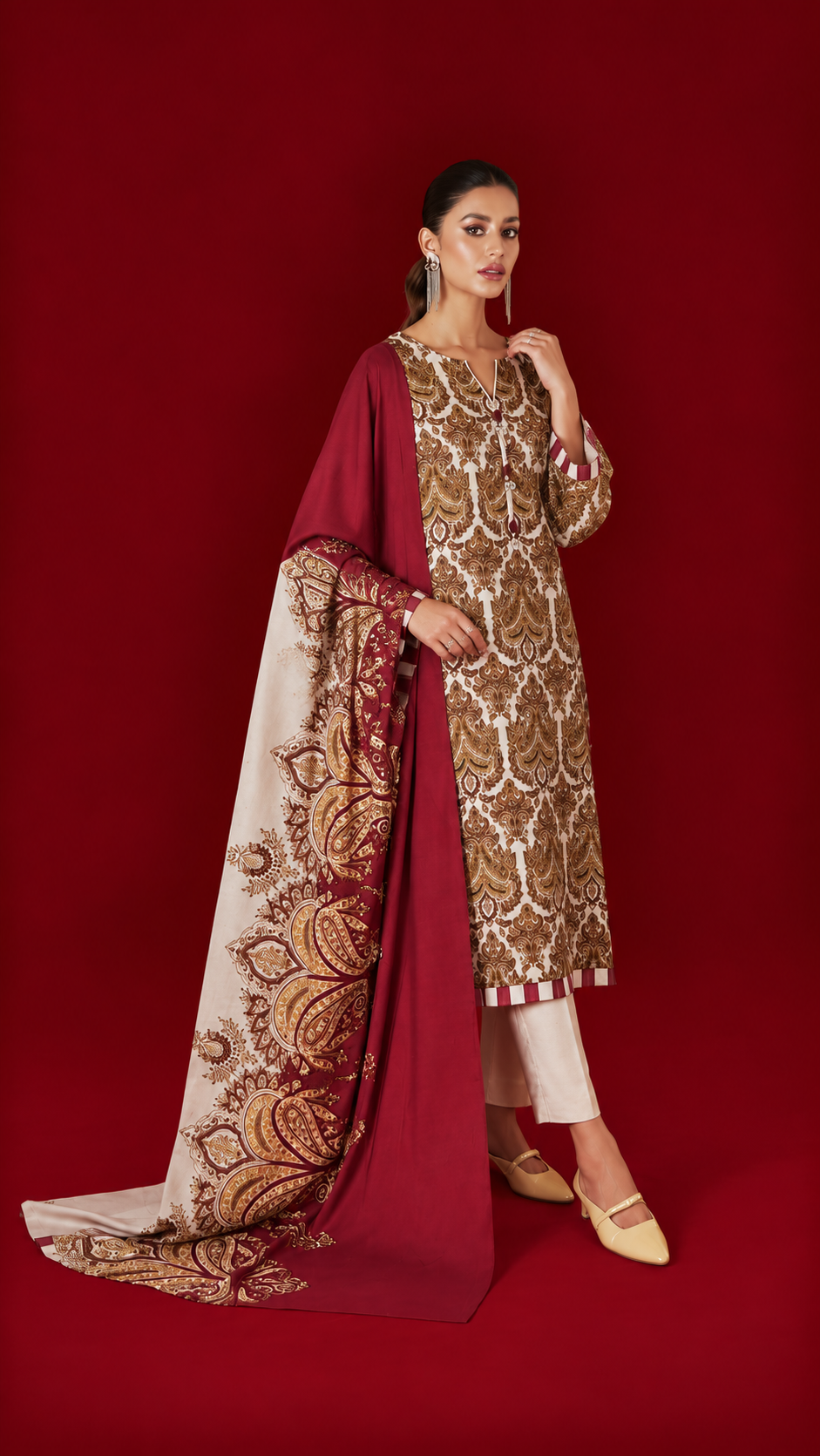 Nishat 3 Piece Unstitched Linen- Printed Suit