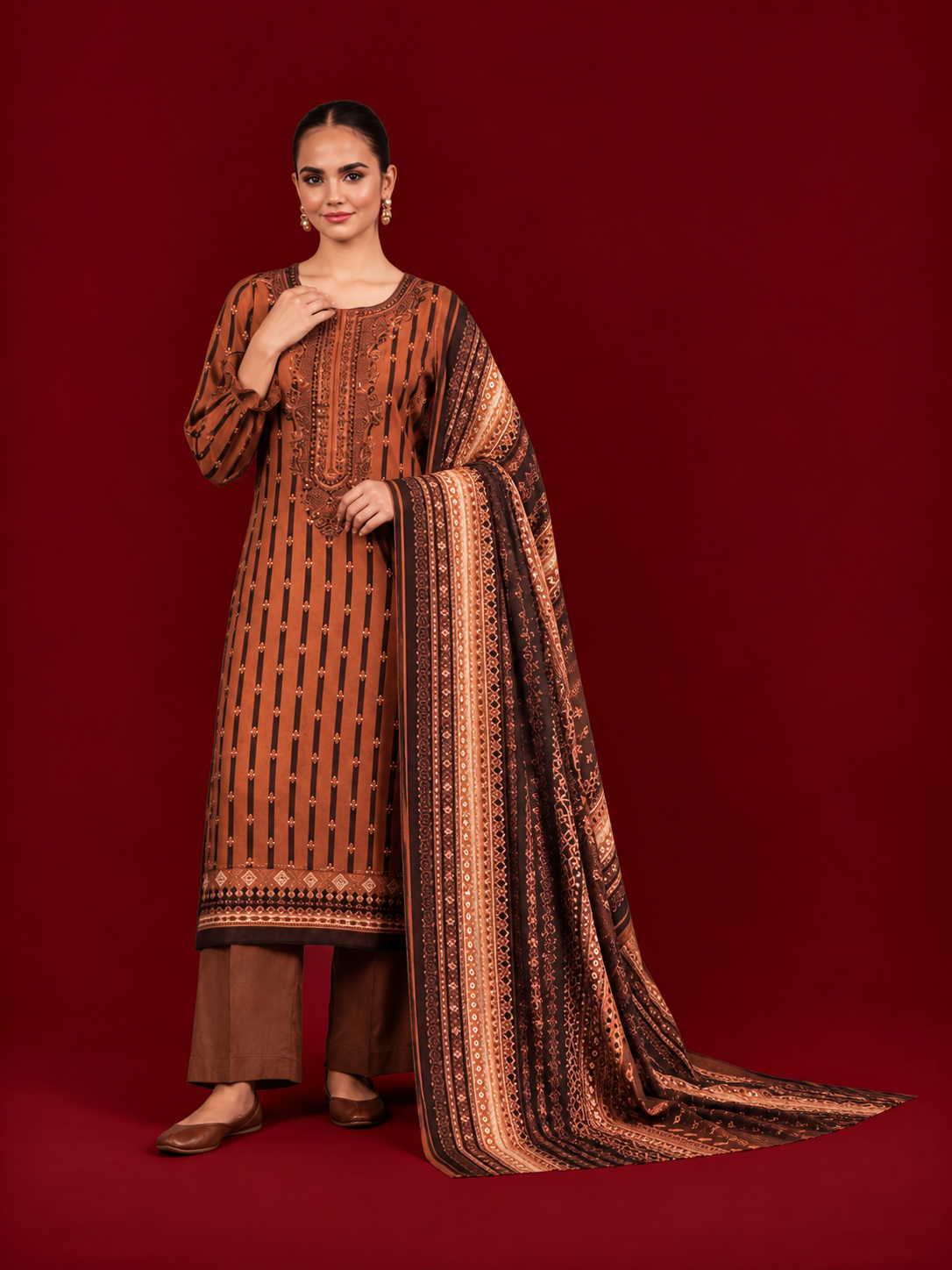 Nishat 3 Piece Unstitched Linen- Printed Embroidered Suit