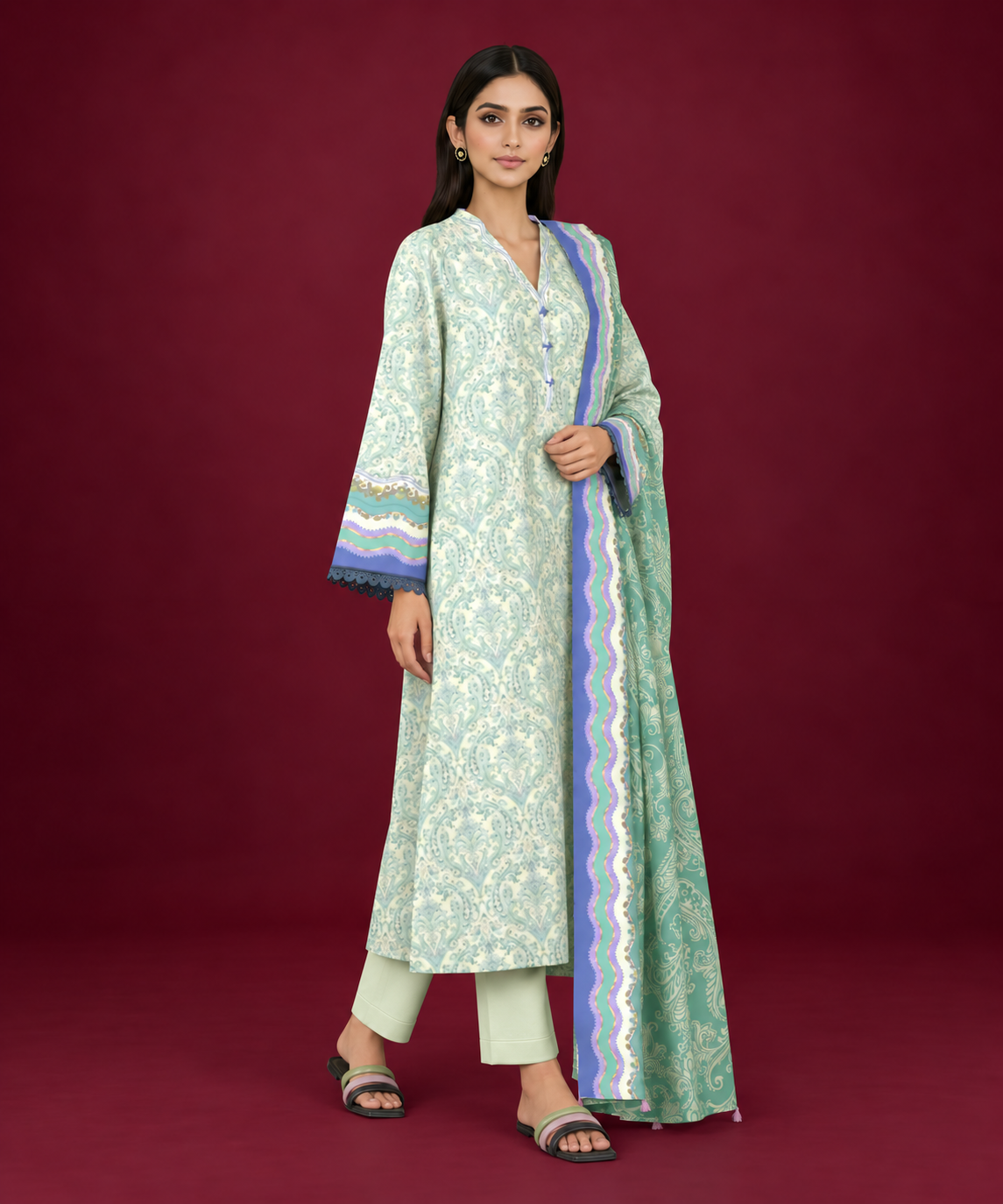 Sapphire 3 PIECE Unstitched - PRINTED LINEN SUIT