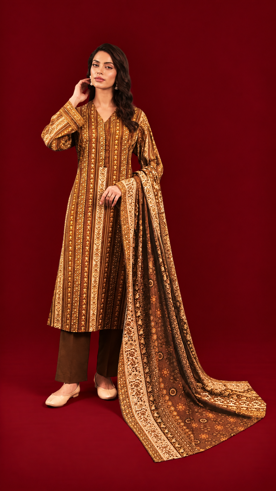 Nishat 3 Piece Unstitched Linen- Printed Suit