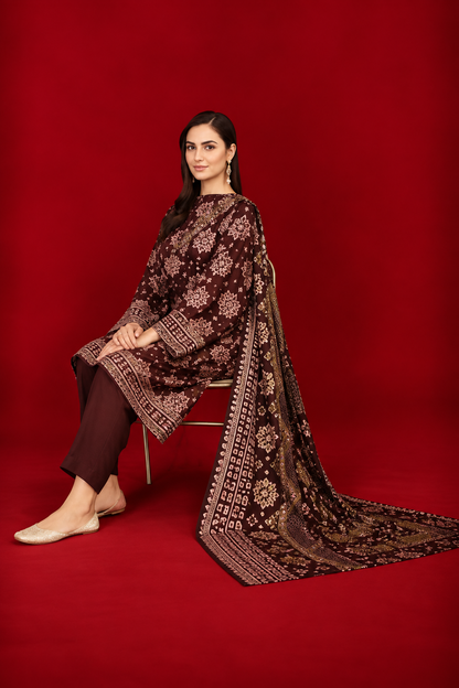 Nishat 3 Piece Unstitched Linen- Printed Suit