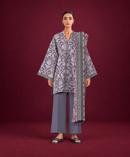 Sapphire 3 PIECE Unstitched - PRINTED LINEN SUIT