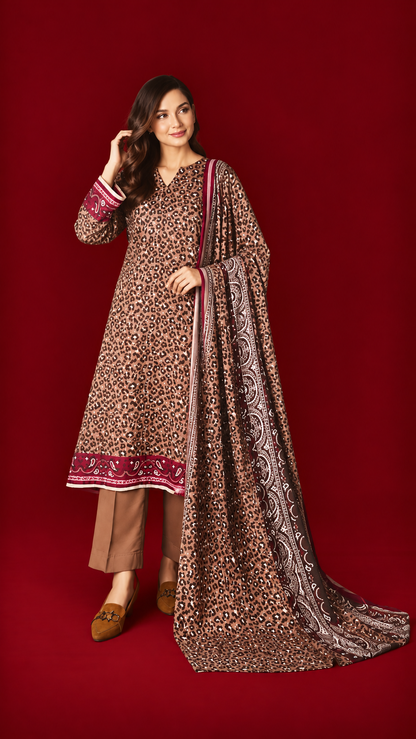 Nishat 3 Piece Unstitched Linen- Printed Suit