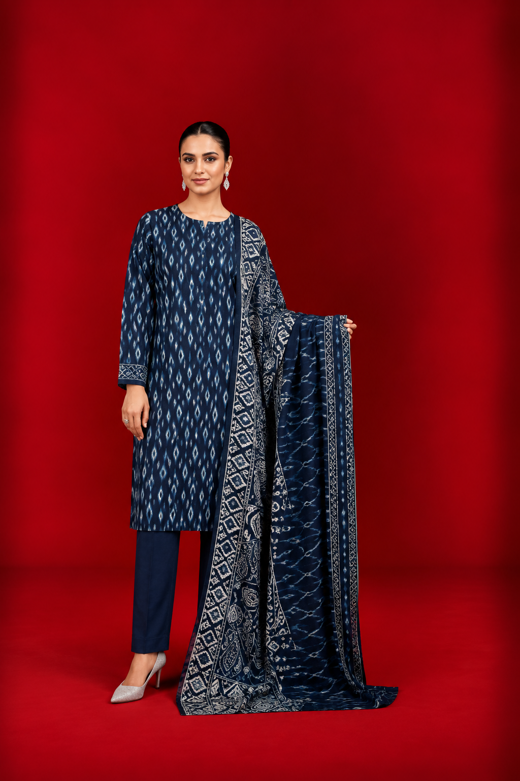 Nishat 3 Piece Unstitched Linen- Printed Suit