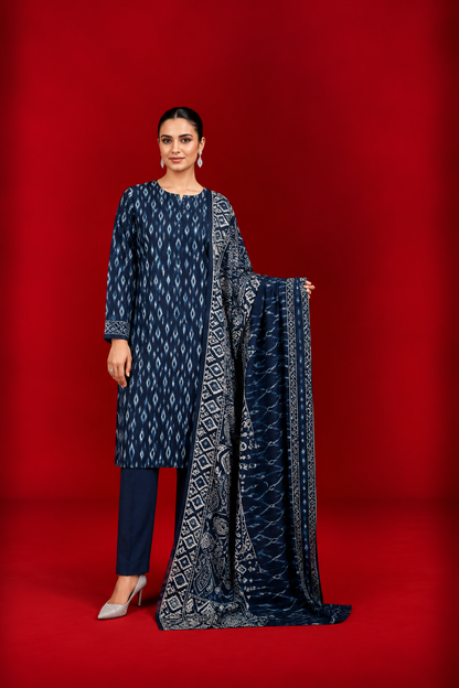 Nishat 3 Piece Unstitched Linen- Printed Suit