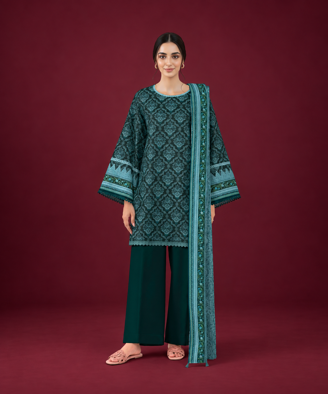 Sapphire 3 PIECE Unstitched - PRINTED LINEN SUIT