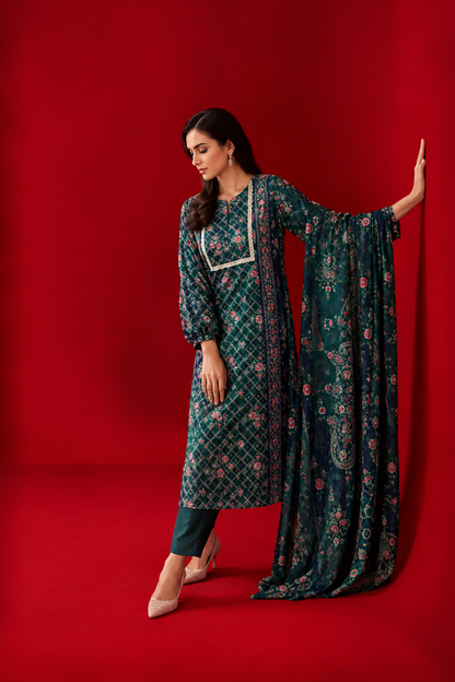 Nishat 3 Piece Unstitched Linen- Printed Suit