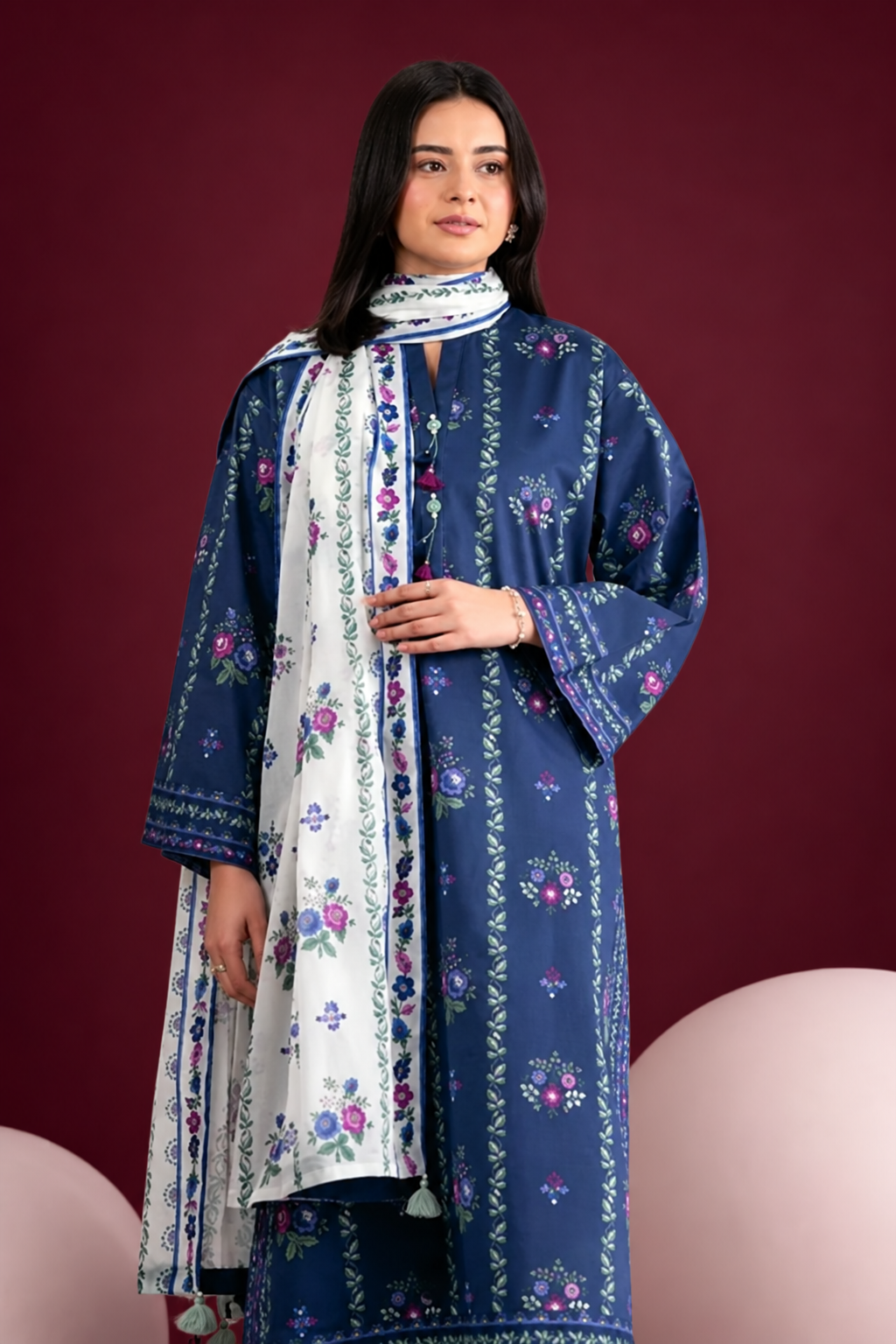 Nishat 3 Piece Unstitched Lawn - Printed Loose Fabric