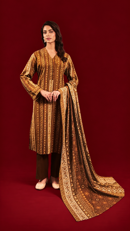 Nishat 3 Piece Unstitched Linen- Printed Suit