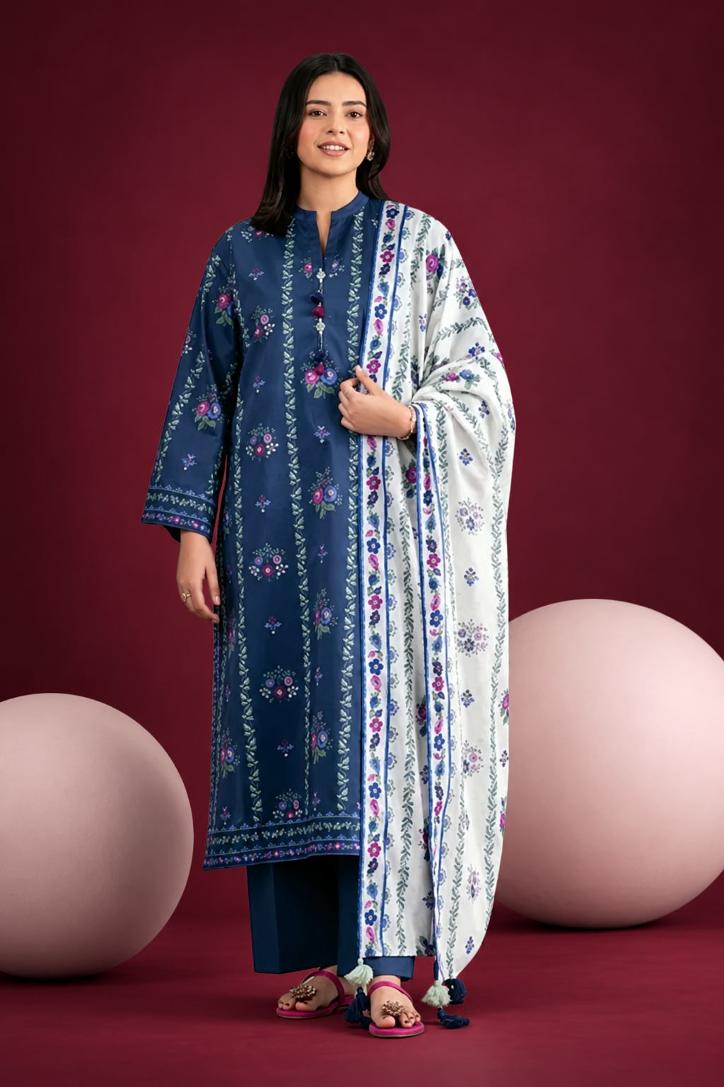 Nishat 3 Piece Unstitched Lawn - Printed Loose Fabric