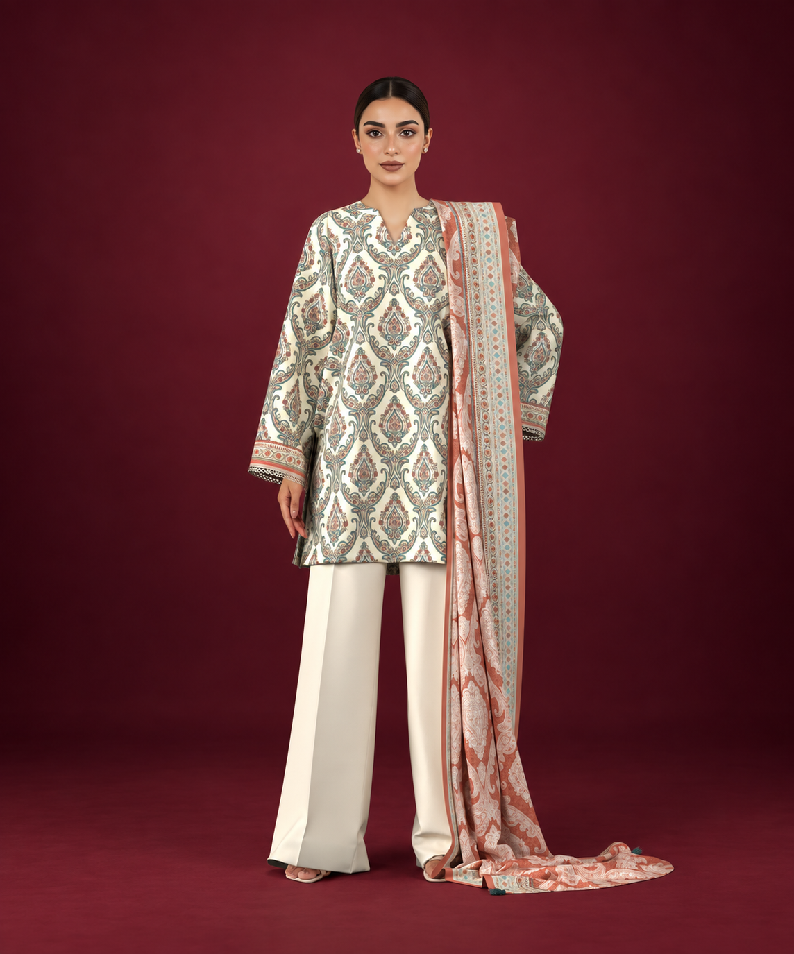 Sapphire 3 PIECE Unstitched - PRINTED LINEN SUIT