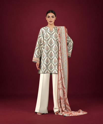 Sapphire 3 PIECE Unstitched - PRINTED LINEN SUIT