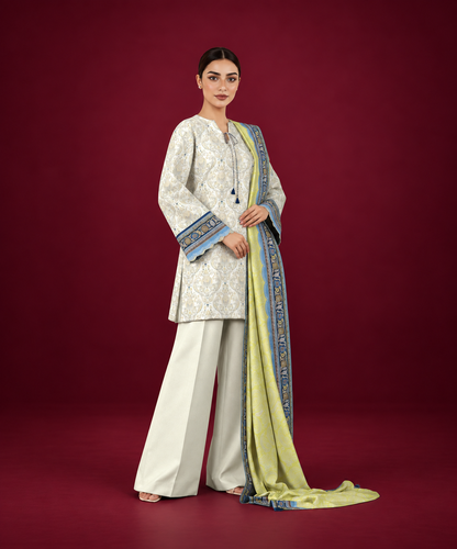 Sapphire 3 PIECE Unstitched - PRINTED LINEN SUIT