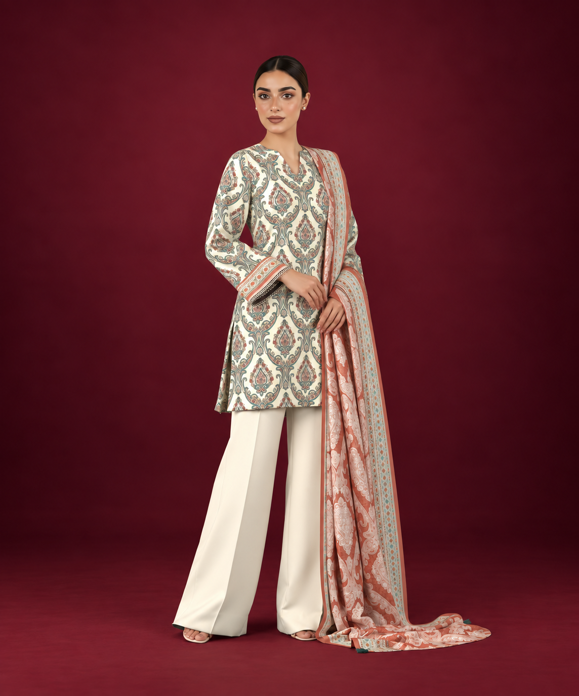 Sapphire 3 PIECE Unstitched - PRINTED LINEN SUIT