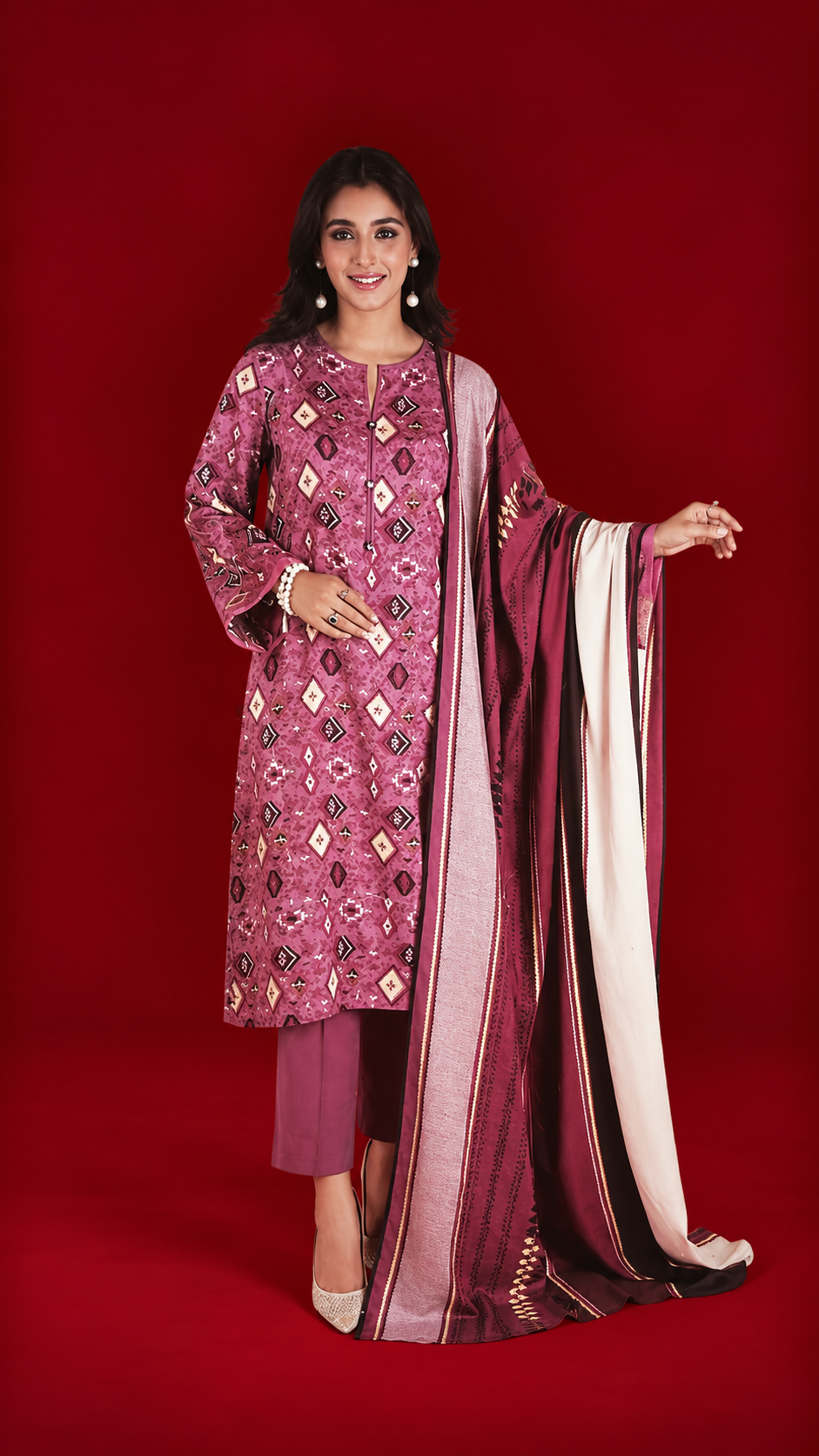 Nishat 3 Piece Unstitched Linen- Printed Suit