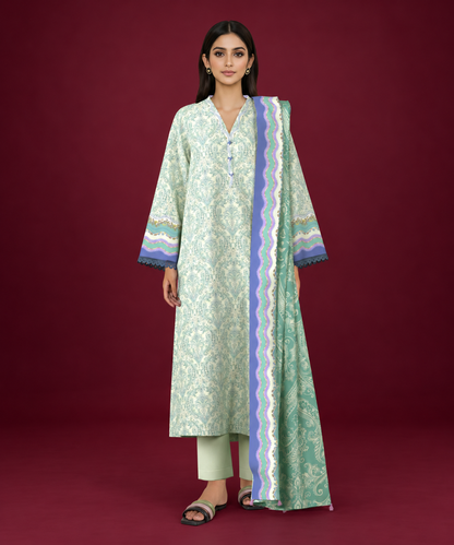 Sapphire 3 PIECE Unstitched - PRINTED LINEN SUIT