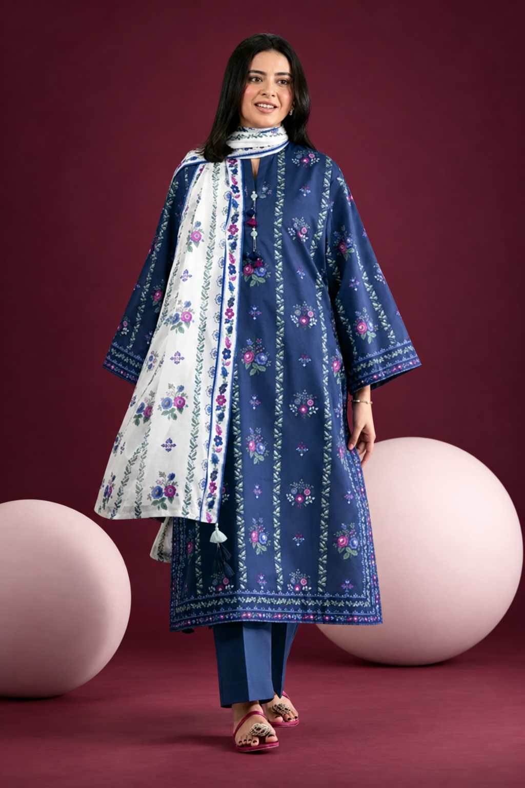 Nishat 3 Piece Unstitched Lawn - Printed Loose Fabric