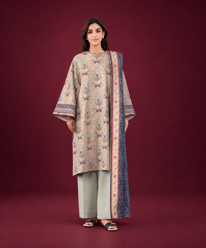 Sapphire 3 PIECE Unstitched - PRINTED LINEN SUIT