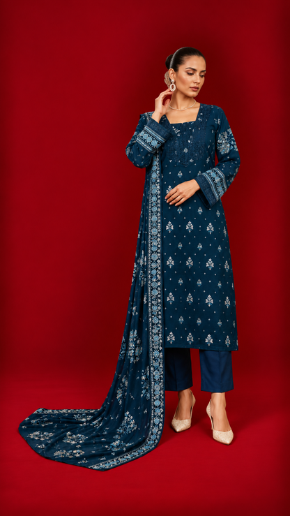 Nishat 3 Piece Unstitched Linen- Printed Suit