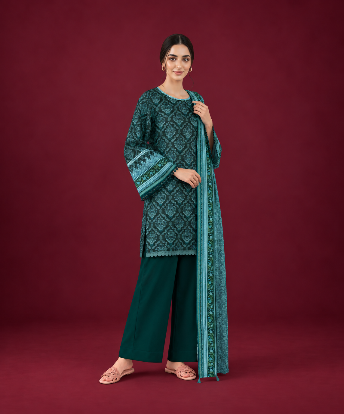 Sapphire 3 PIECE Unstitched - PRINTED LINEN SUIT