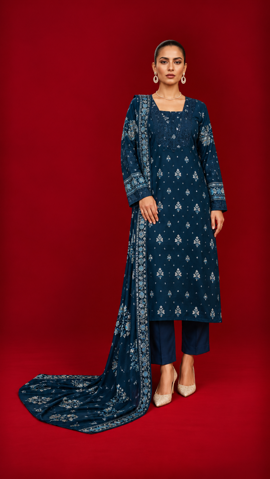 Nishat 3 Piece Unstitched Linen- Printed Suit