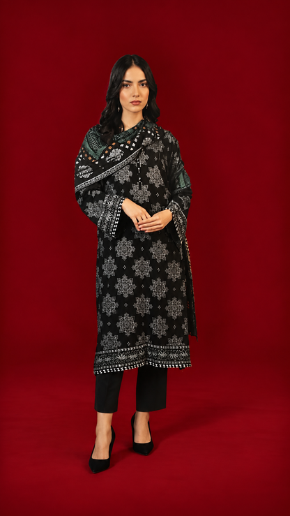 Nishat 3 Piece Unstitched Linen- Printed Suit
