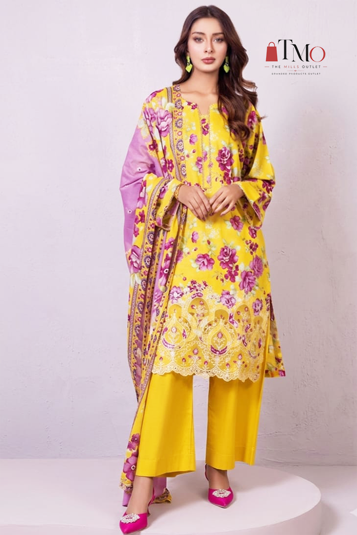 Nishat Unstitched Embroidered Lawn 3pc