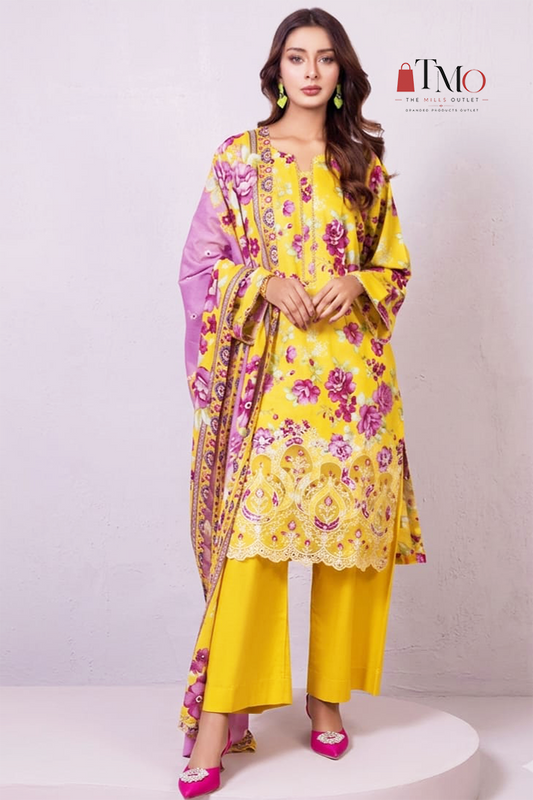 Nishat Unstitched Embroidered Lawn 3pc