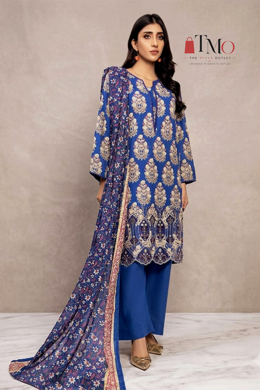 Nishat-Unstitched Embroidered Lawn 3pc