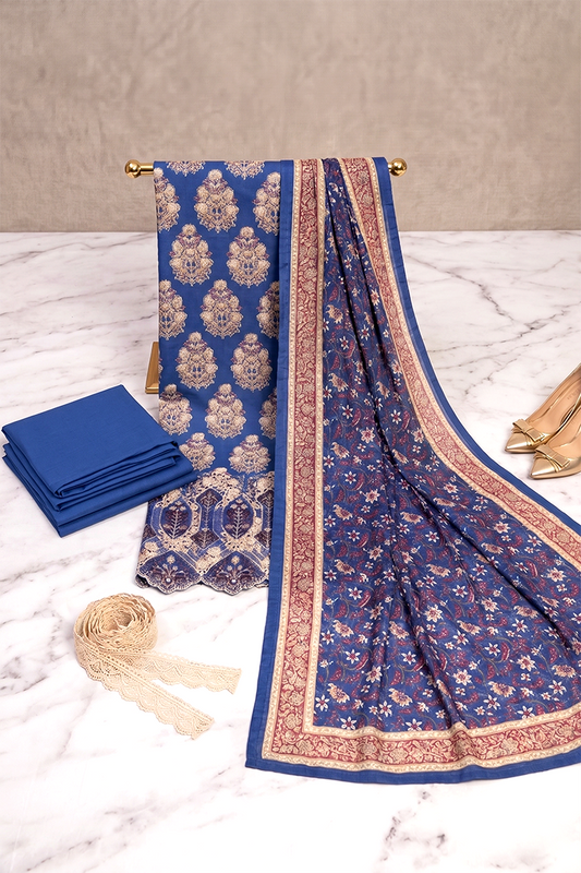 Nishat-Unstitched Embroidered Lawn 3pc